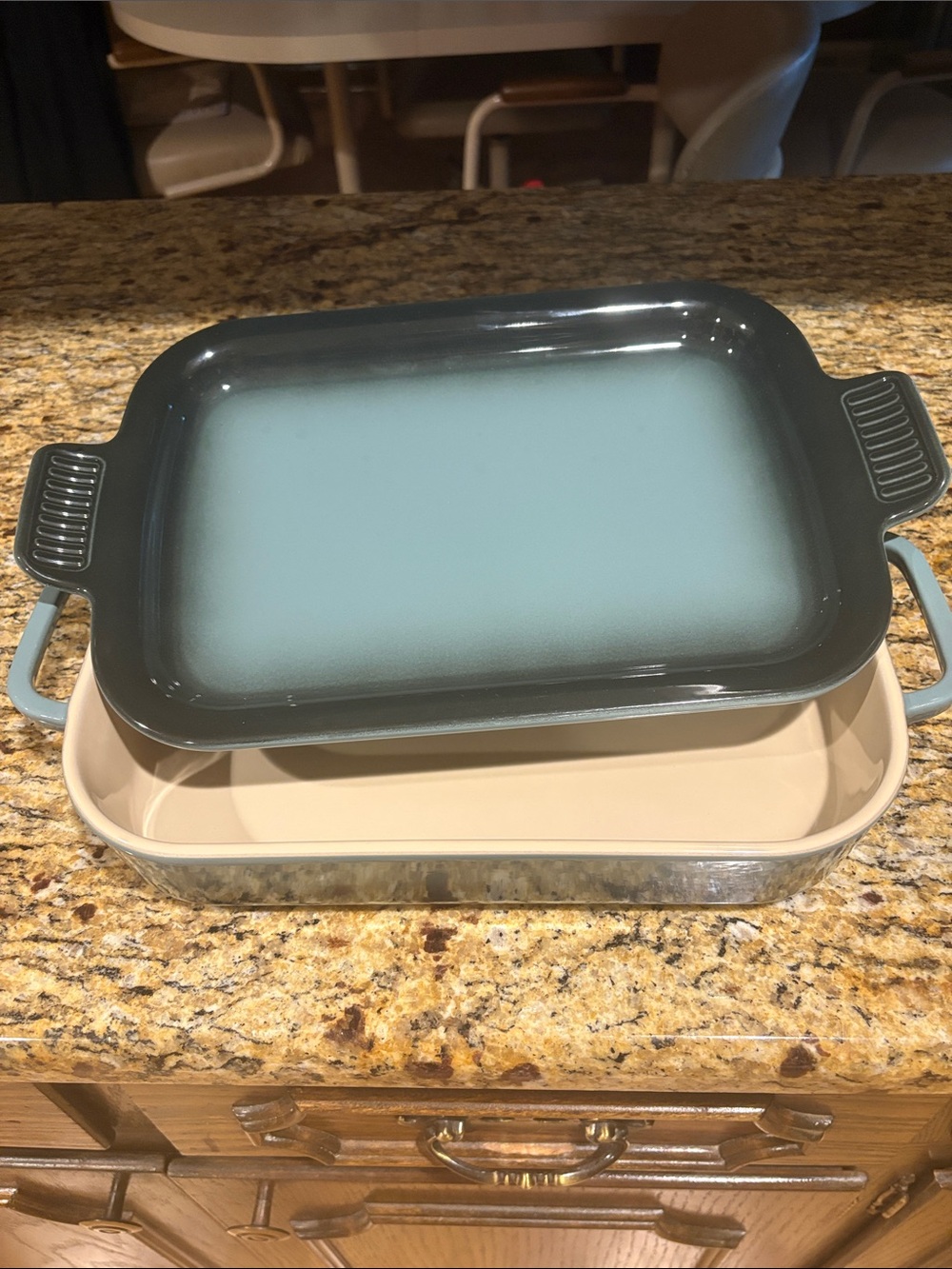 Le Creuset 31cm Rectangular Shallow Dish with Lid, Ocean